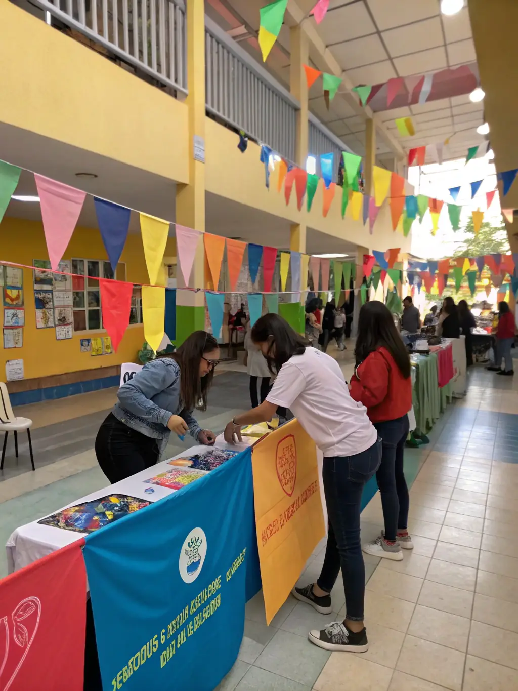A photo of students working together on a fundraising event for a local charity, showcasing their entrepreneurial skills and community involvement.